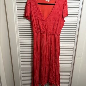 Wayf Vibrant Coral Midi Dress
